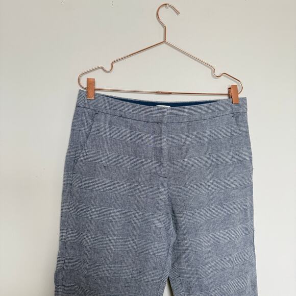 J. Crew Womens Tartan Pants 10 Capri Linen Academia Straight Leg Office Trouser - Picture 2 of 4